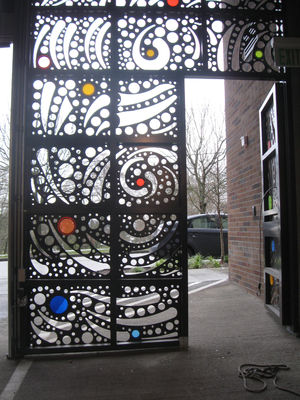 Modern automatic design metal fire rated raisded door main material laser cutting aluminium brown composite gate fence p